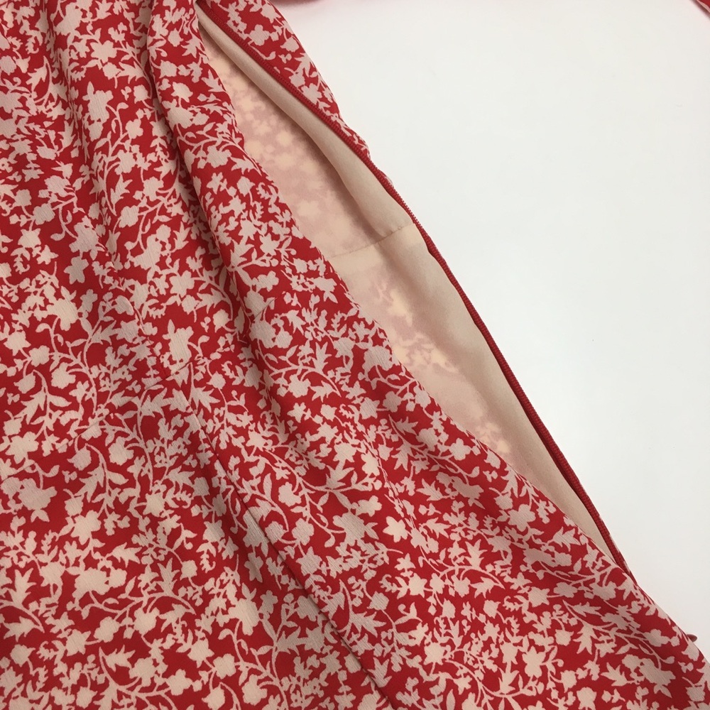 Leith Puff Sleeve Long Sleeve Floral Mini Dress Red M - Picture 11 of 16